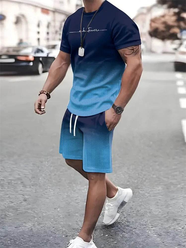 YEAE Men's Summer 2-Piece Suit - Casual 3D Print T-Shirt & Shorts - Buy Center