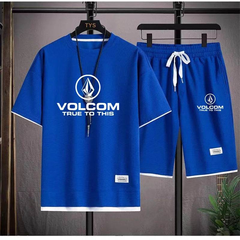 VOLCOM Men's Summer Tracksuit - Casual Print T-Shirt & Shorts Set - Buy Center