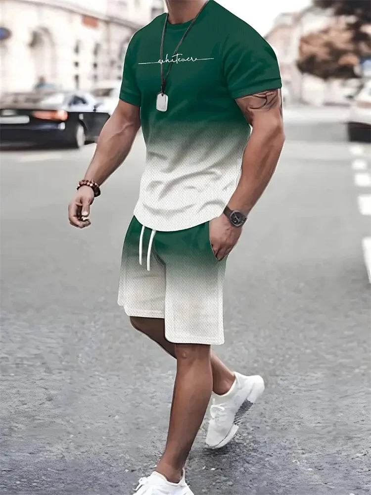YEAE Men's Summer 2-Piece Suit - Casual 3D Print T-Shirt & Shorts - Buy Center