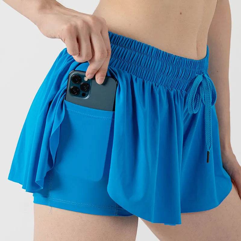 INLUMINE Women's 2-in-1 Flowing Sports Shorts - Butterfly Design - Buy Center