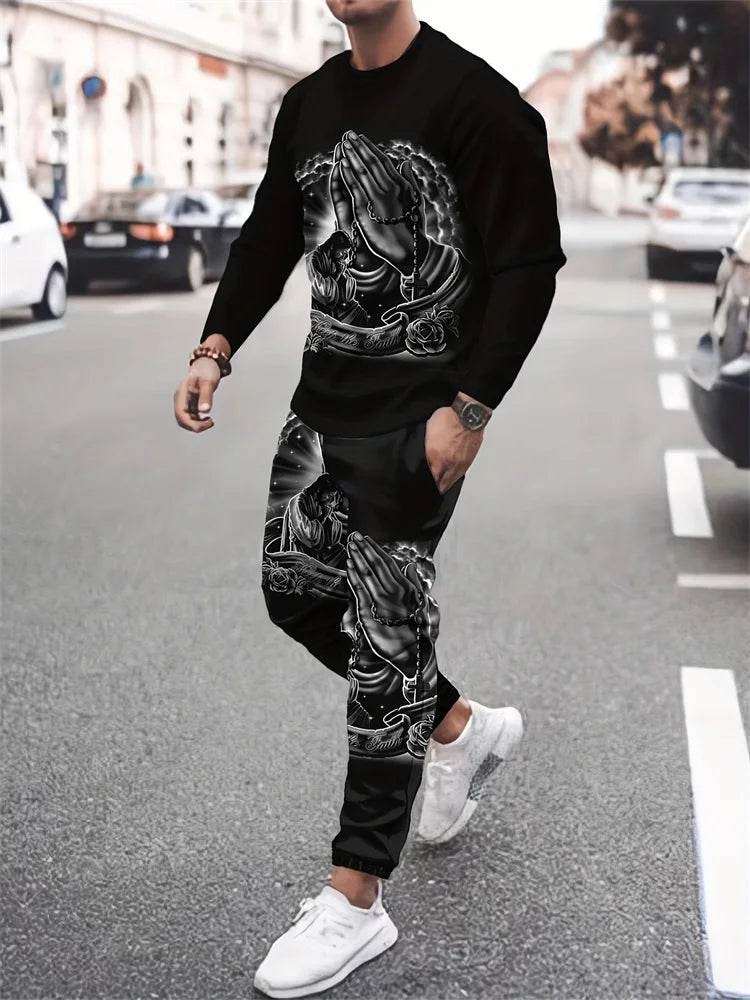 Urban Street Fashion Men's 2pcs Casual Suit - 3D Printed Smile Shirt - Buy Center