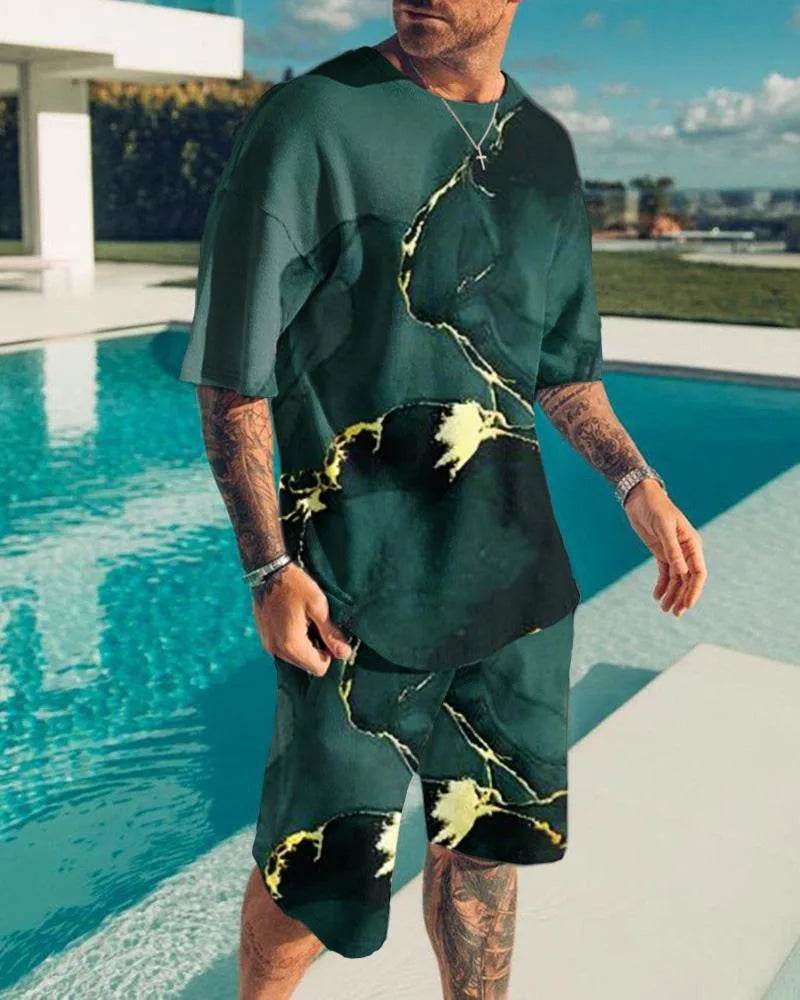 Men's Summer 3D Printed Tracksuit Set - Casual Eagle Design - Buy Center