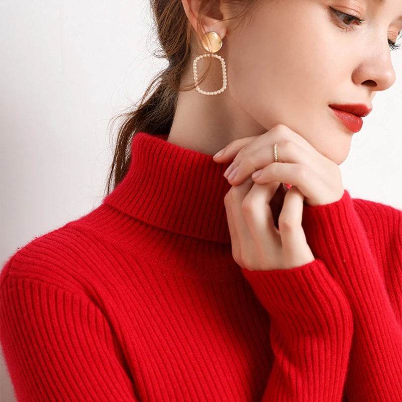 Women's Fall Turtleneck Sweater - Soft Cashmere Knit Pullover - Buy Center
