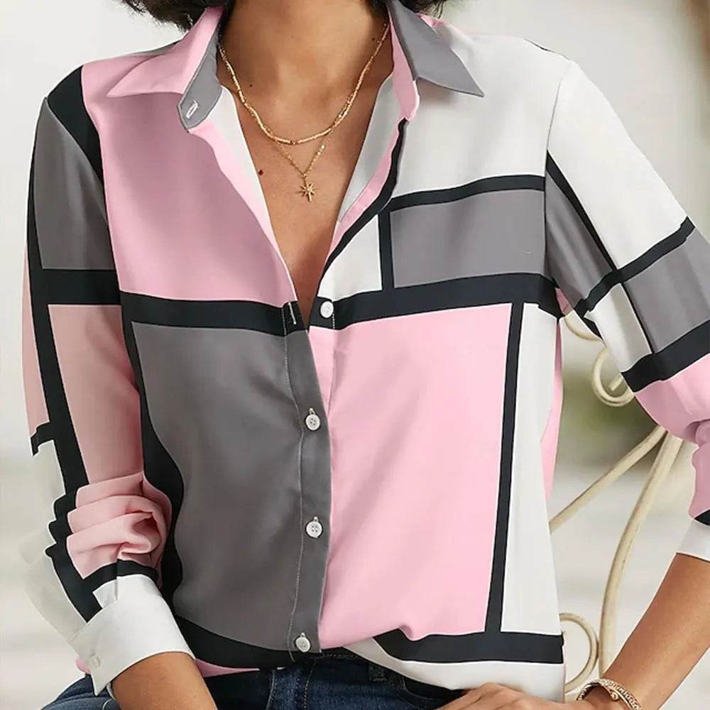 Women's 3D Flower Printed Long Sleeve Blouse - Plus Size Autumn Top - Buy Center