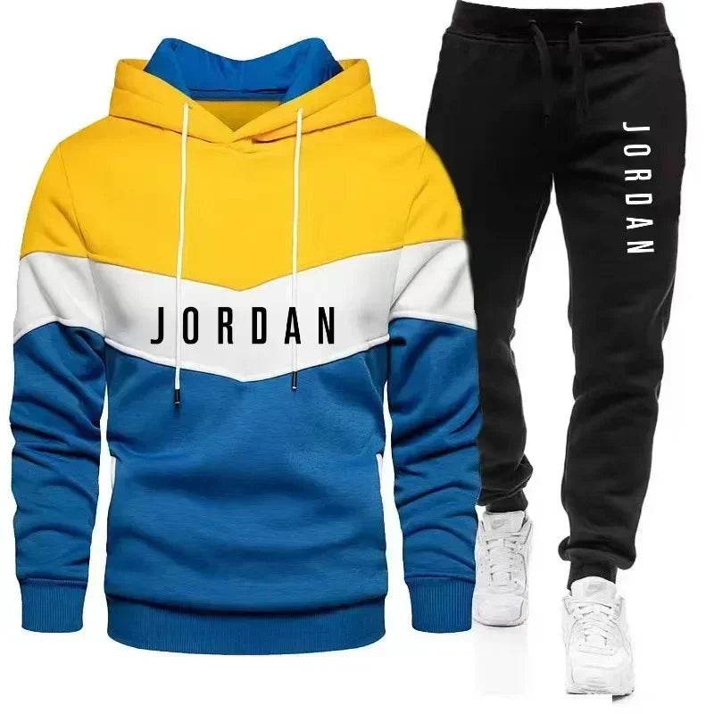 Men's Spliced Casual Hoodie & Pants Set - Spring Autumn Sports Suit - Buy Center