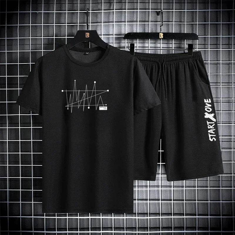 XMSFTD Men's Summer T-Shirt and Shorts Set - Casual Sportswear - Buy Center