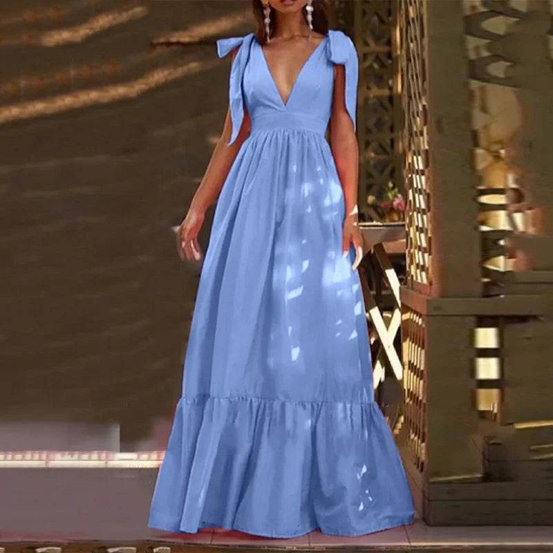 Elegant Women’s V-Neck Backless Summer Dress - Party & Club Wear - Buy Center