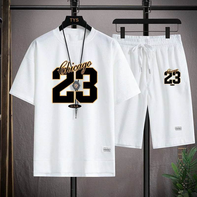 Men's Korea Summer Fashion Print Jogging Shorts Set - Casual Comfort - Buy Center