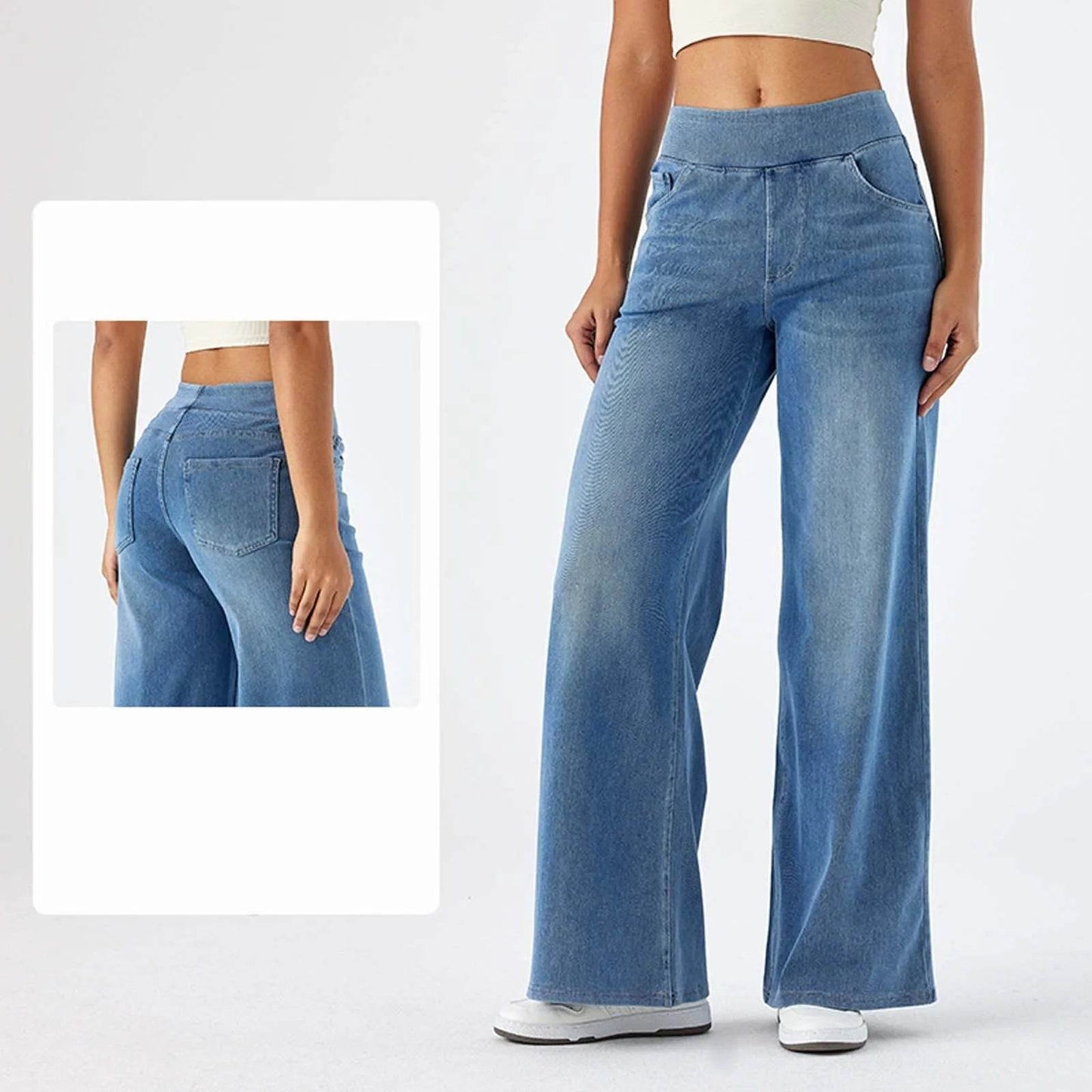 YOUYEDIAN Women’s High Waist Baggy Jeans - Retro Wide Leg Denim - Buy Center