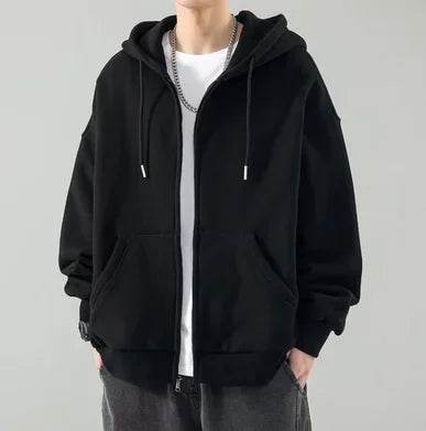Men's Solid Zipper Hoodie & Pants Set - Casual Spring/Fall Fitness - Buy Center
