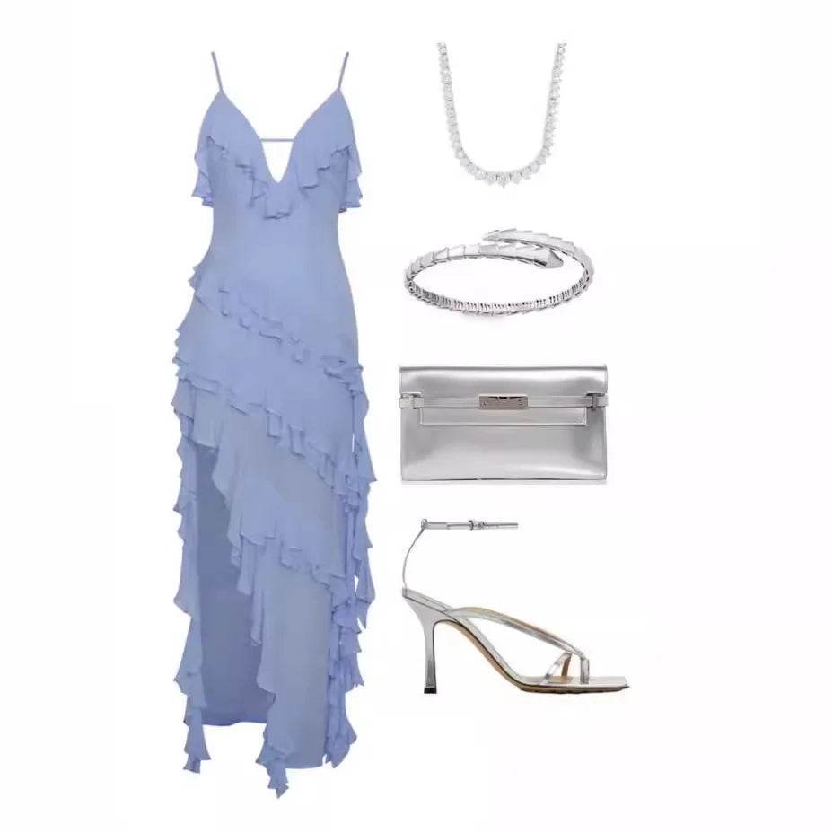 Elegant Women's Strap Maxi Dress - Asymmetrical Mini Clubwear - Buy Center