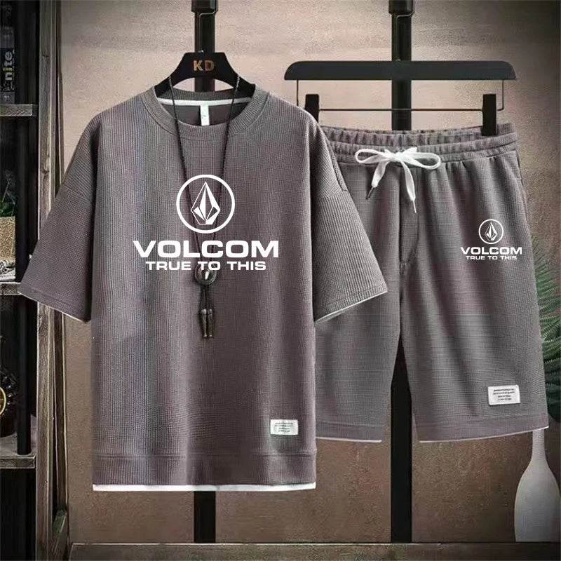 VOLCOM Men's Summer Tracksuit - Casual Print T-Shirt & Shorts Set - Buy Center