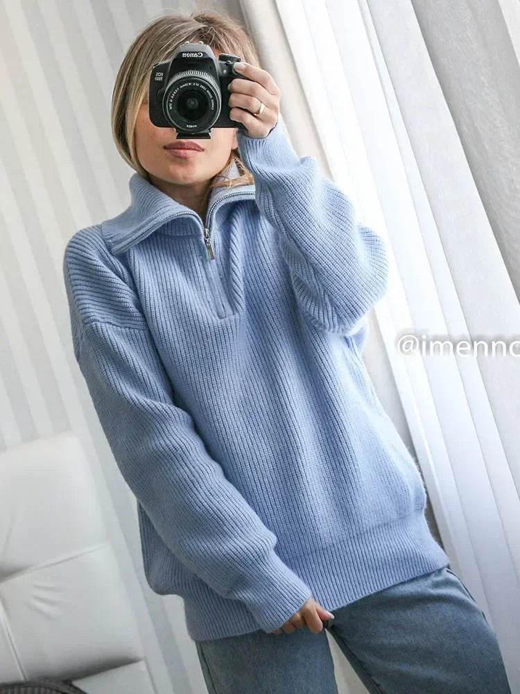 Solid Grey Women’s Turtleneck Sweater - Casual Thick Pullover - Buy Center