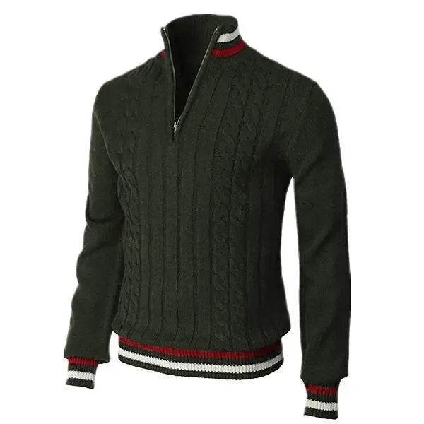 Men Pullovers Sweaters Turtleneck Zipper Thick Tops Full Sleeve Splice Simple Slim Fit Top Knit Casual Regular Autumn Winter - Buy Center