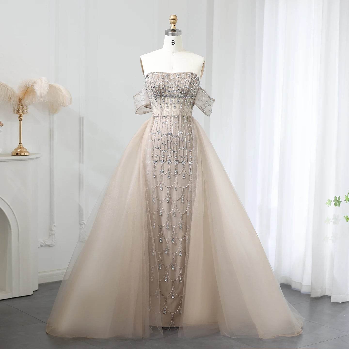 Sharon Said Luxury Mermaid Evening Dress - Strapless Beaded Gown - Buy Center
