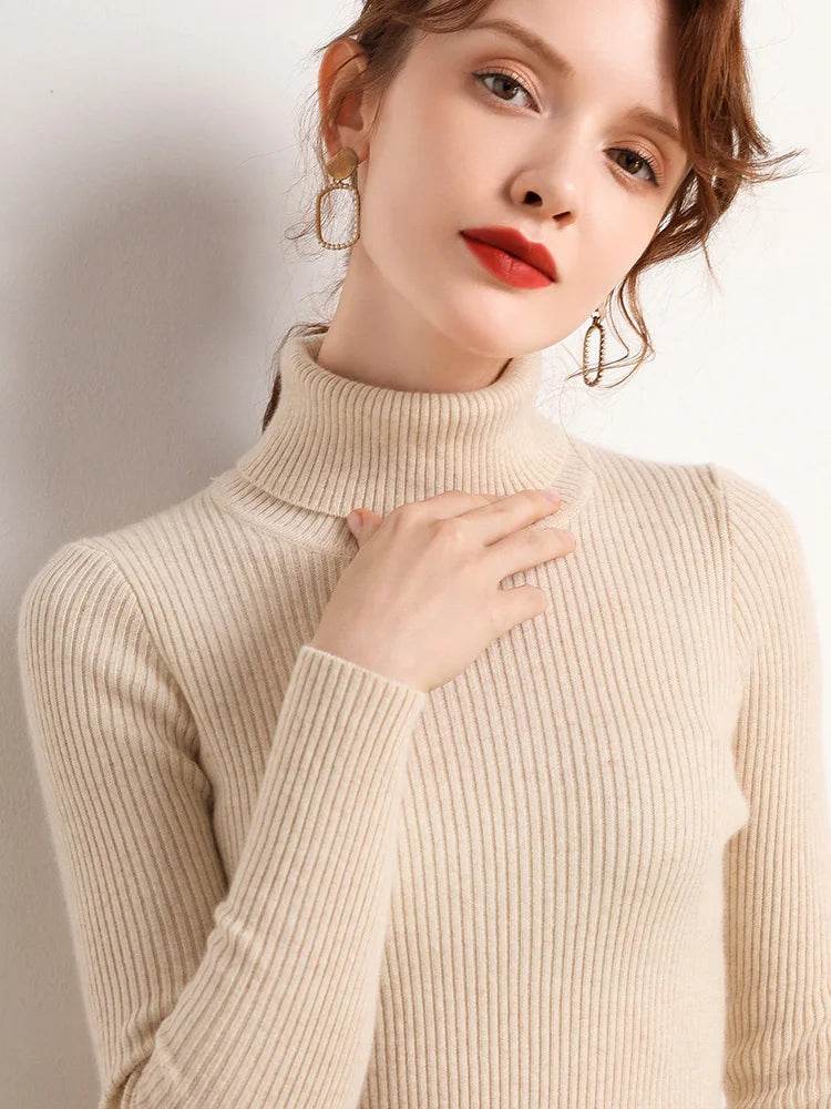 Women's Fall Turtleneck Sweater - Soft Cashmere Knit Pullover - Buy Center