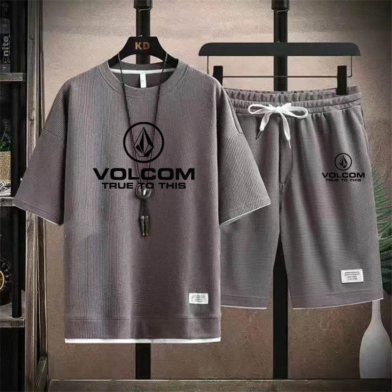 VOLCOM Men's Summer Tracksuit - Casual Print T-Shirt & Shorts Set - Buy Center