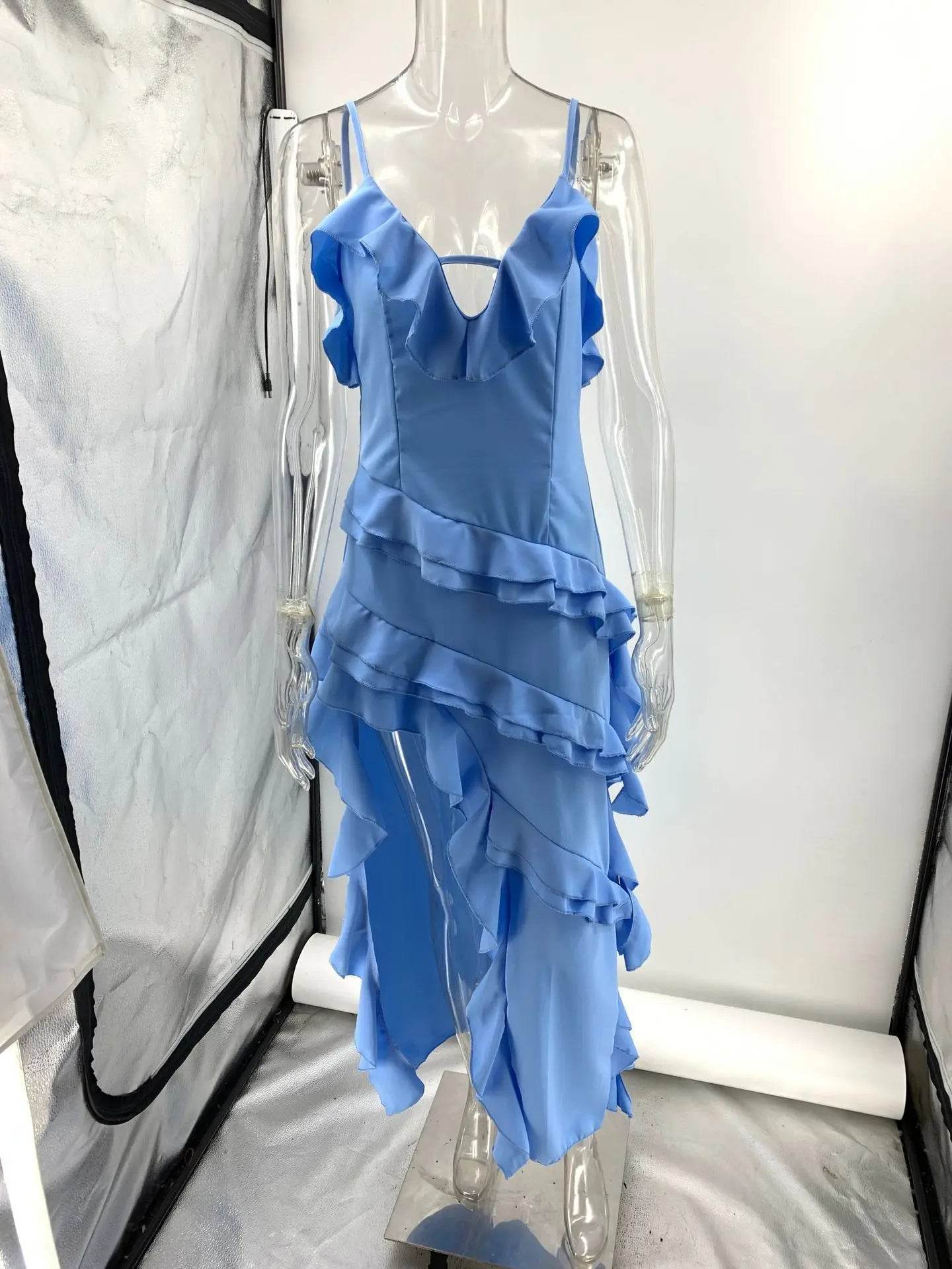 Elegant Women's Strap Maxi Dress - Asymmetrical Mini Clubwear - Buy Center