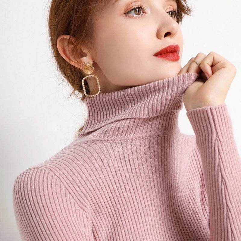 Women's Fall Turtleneck Sweater - Soft Cashmere Knit Pullover - Buy Center