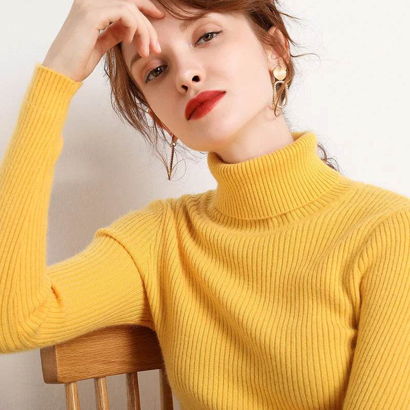 Women's Fall Turtleneck Sweater - Soft Cashmere Knit Pullover - Buy Center