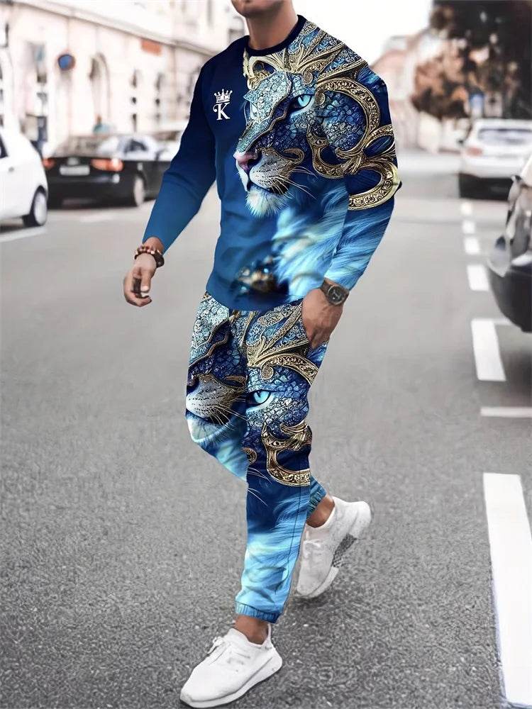 Urban Street Fashion Men's 2pcs Casual Suit - 3D Printed Smile Shirt - Buy Center