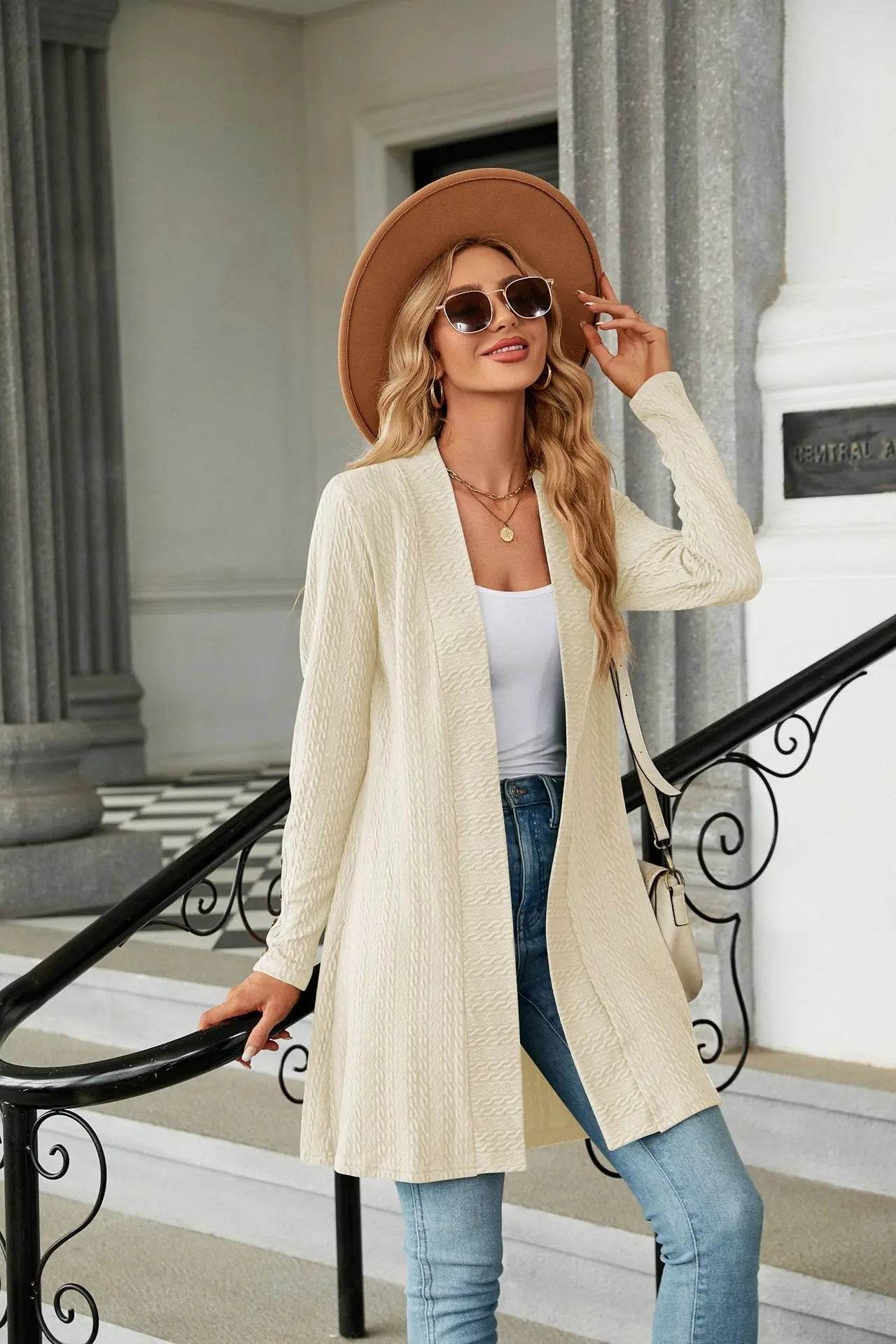 MsChuh Solid Color Long Sleeve Cardigan - Trendy Korean Knitwear - Buy Center