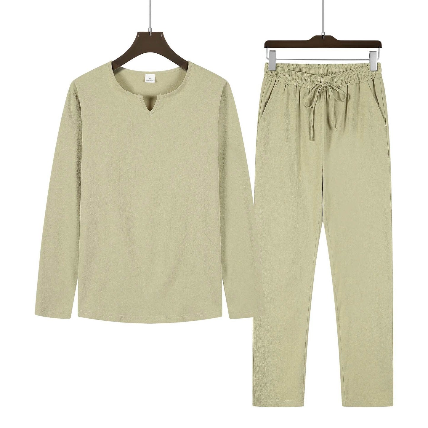 GYKMH Men's 2pcs Suit Set - Casual V-Neck Shirt & Sweatpants - Buy Center