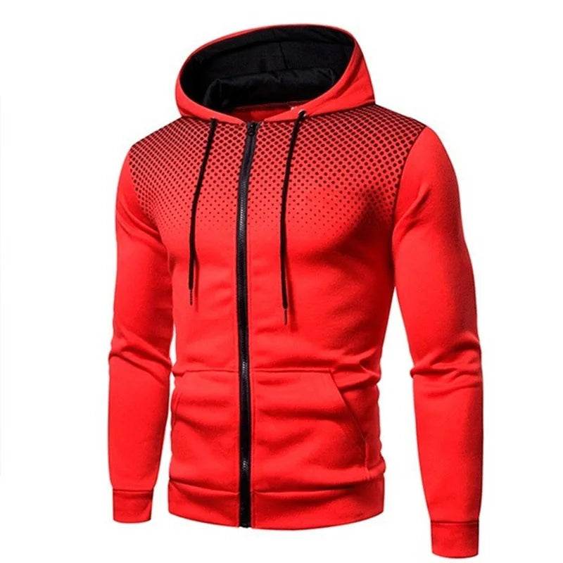 Men's Slim Fit Polka Dot Hoodie with Zipper Pocket - Casual Wear - Buy Center