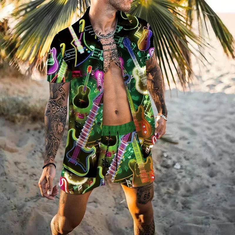 Hawaiian Men’s Cardigan 2-Piece Set - Summer Short Sleeve & Shorts - Buy Center