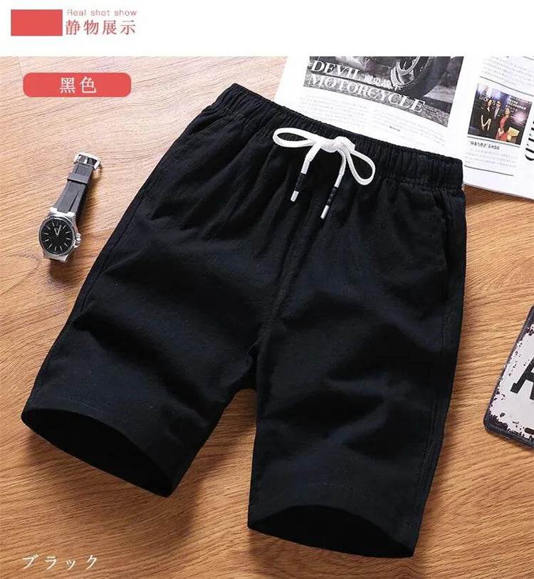 Asyabuykal Men's Slim Fit Knee Length Shorts - Cotton Linen, Breathable Summer Wear - Buy Center