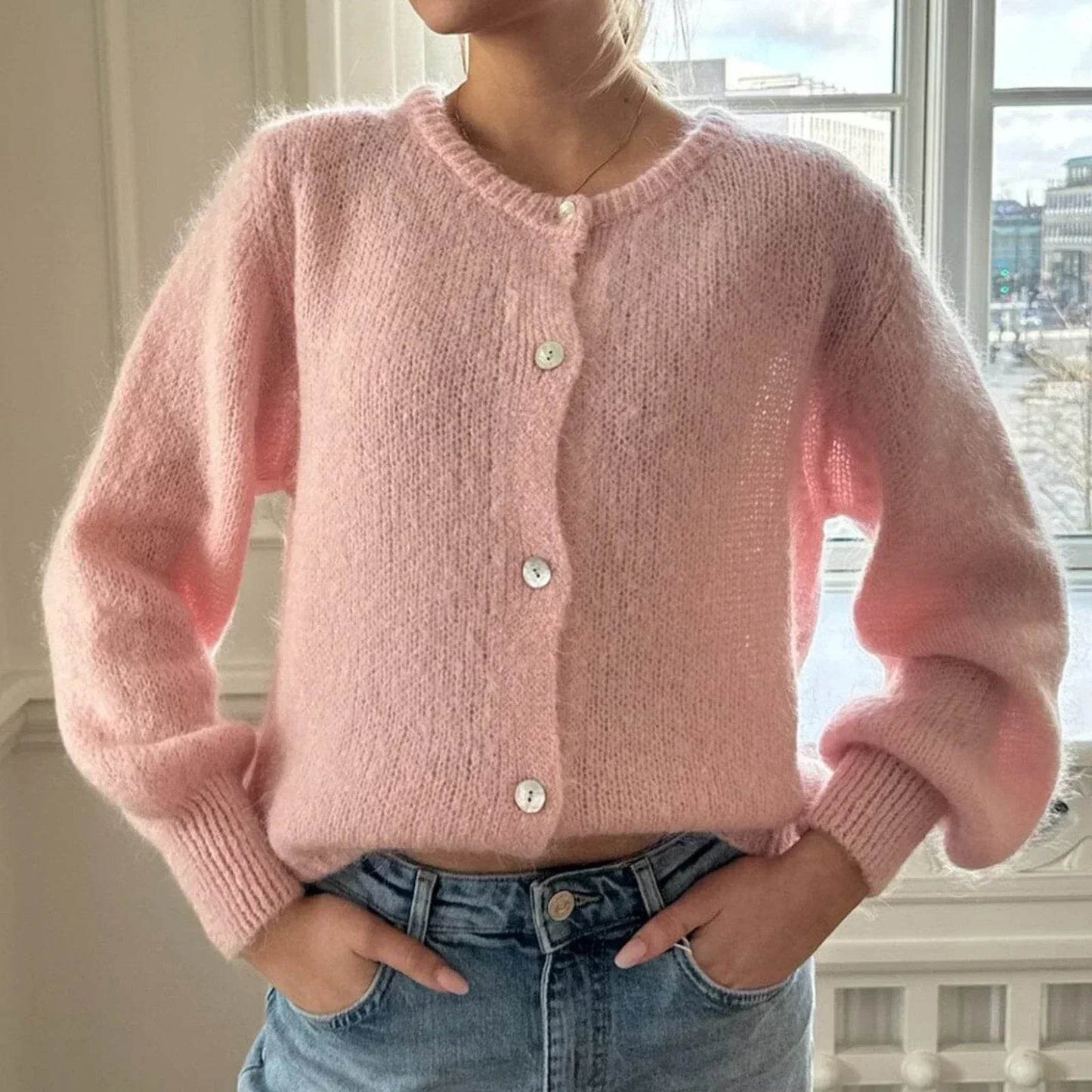 Goocheer Women’s Solid Knitted Cardigan - O-neck, Single Breasted Style - Buy Center