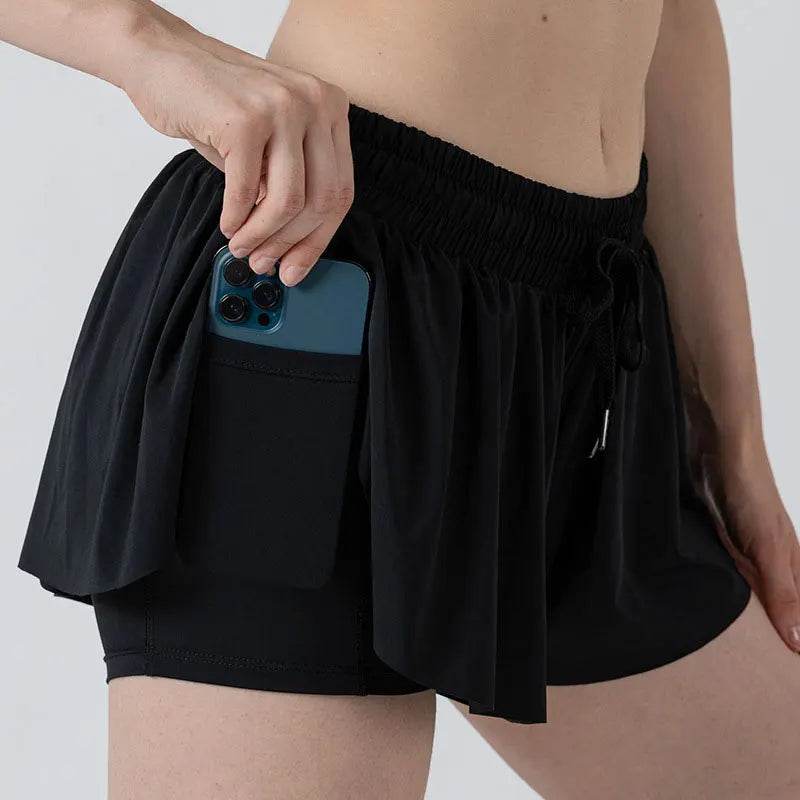 INLUMINE Women's 2-in-1 Flowing Sports Shorts - Butterfly Design - Buy Center