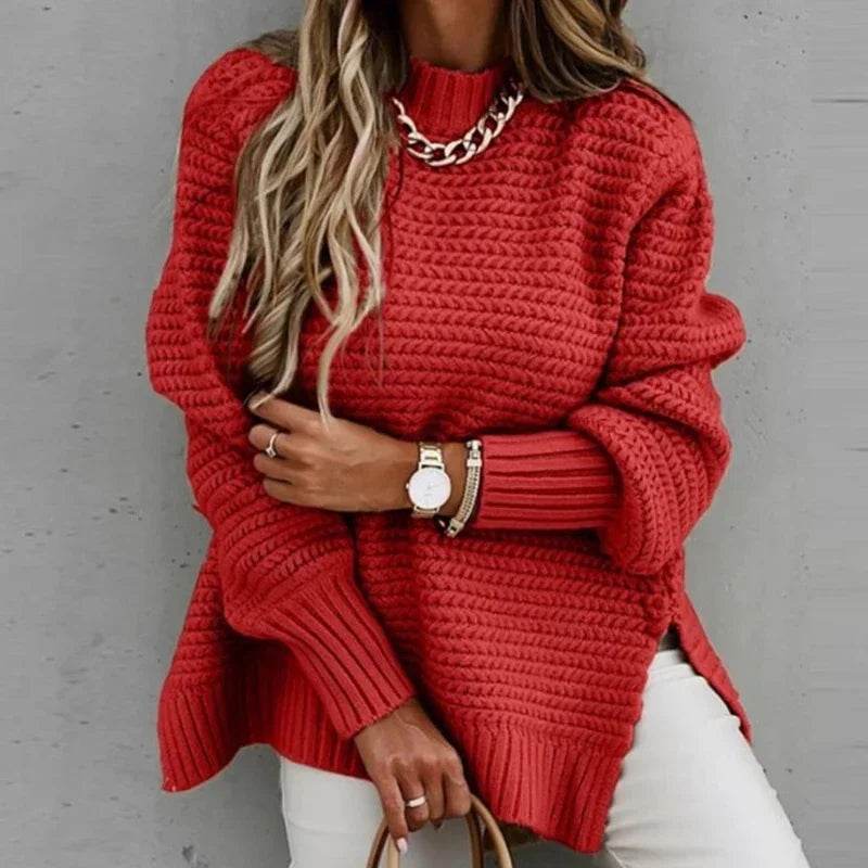 Women's Thick Turtleneck Pullover - Side Split, Cold Resistance Sweater - Buy Center