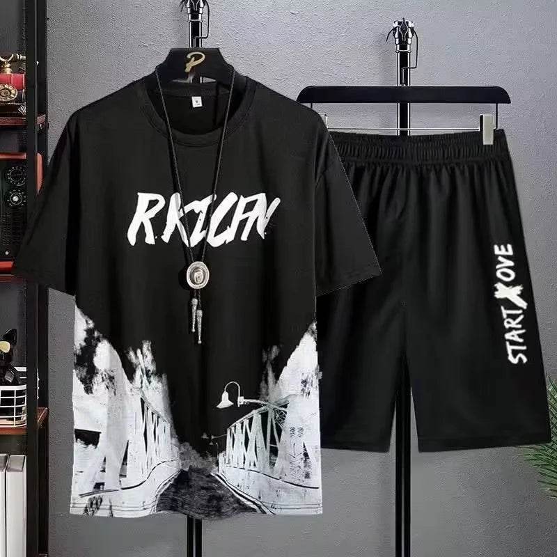 Men's Casual Summer Sports Set - Short Sleeve T-shirt & Shorts - Buy Center