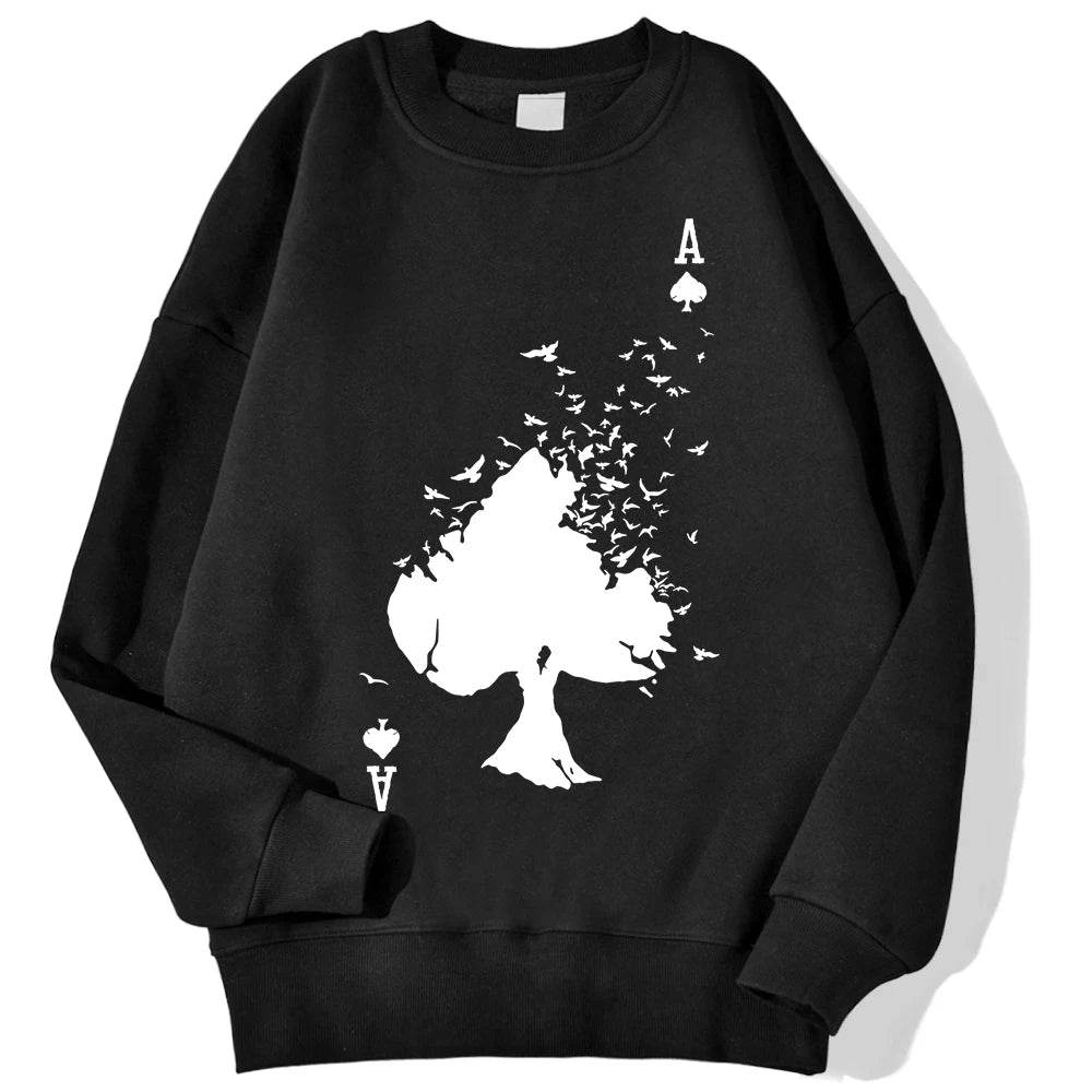 Drifting Spades A Black Pattern Male Sweatshirts Comfortable Creative Pullovers Hip Hop Tops Fleece Casual Streetwear For Mans - Buy Center