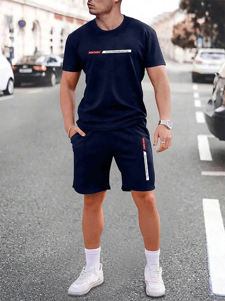 Men's Casual Crew Neck Short Sleeve Suit - Comfortable Outdoor Style - Buy Center