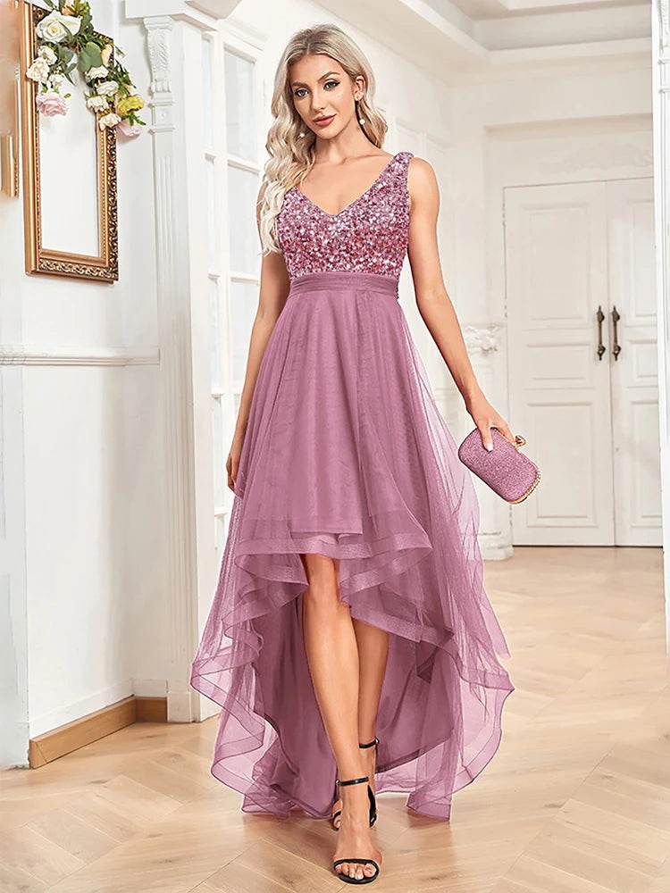 BluePlum Sleeveless Sequin Evening Dress - Formal Floor-Length Gown - Buy Center