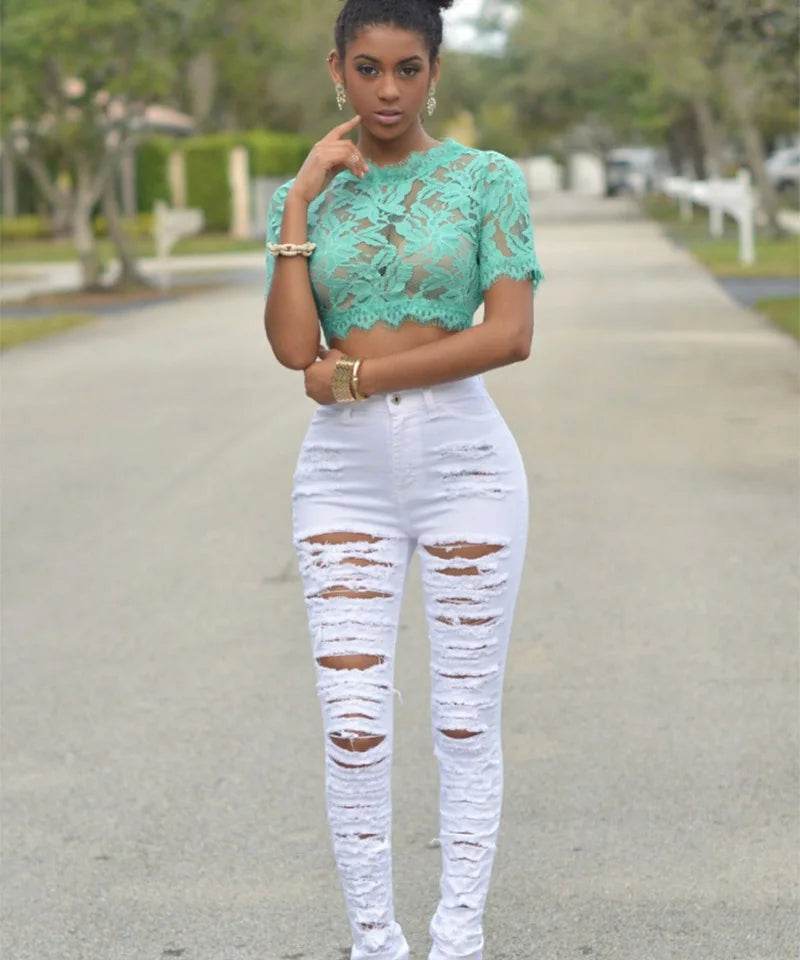Liva Girl High Waist Ripped Jeans for Women - Skinny Denim Style - Buy Center