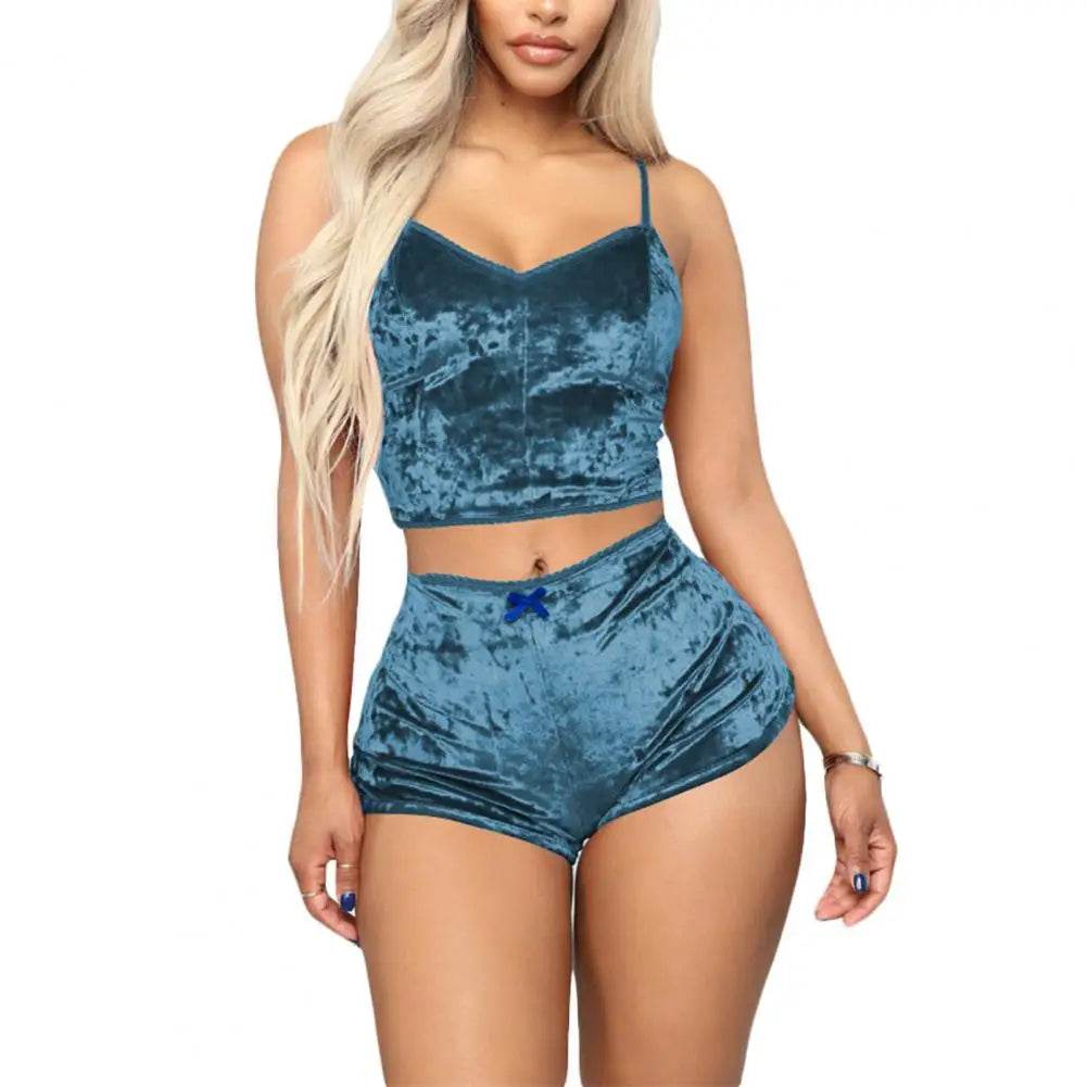 Velvet Women’s Spaghetti Strap Pajama Set - Summer Sleepwear - Buy Center