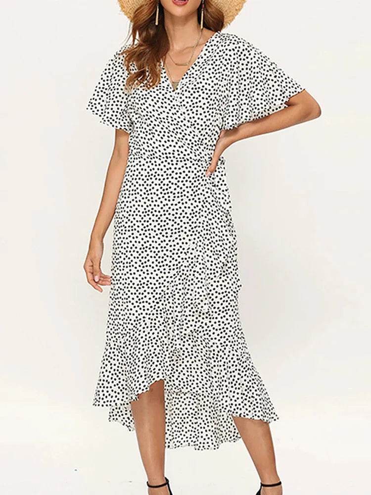 Boho Floral Print Maxi Dress for Women - Summer Casual V-Neck - Buy Center