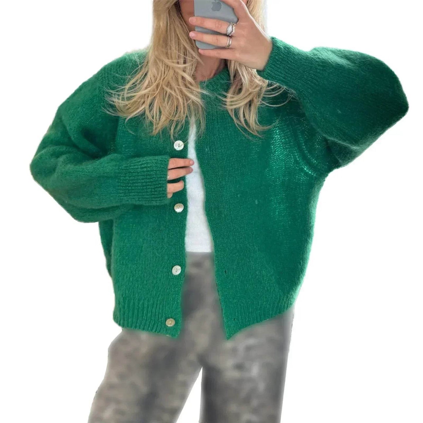 Goocheer Women’s Solid Knitted Cardigan - O-neck, Single Breasted Style - Buy Center