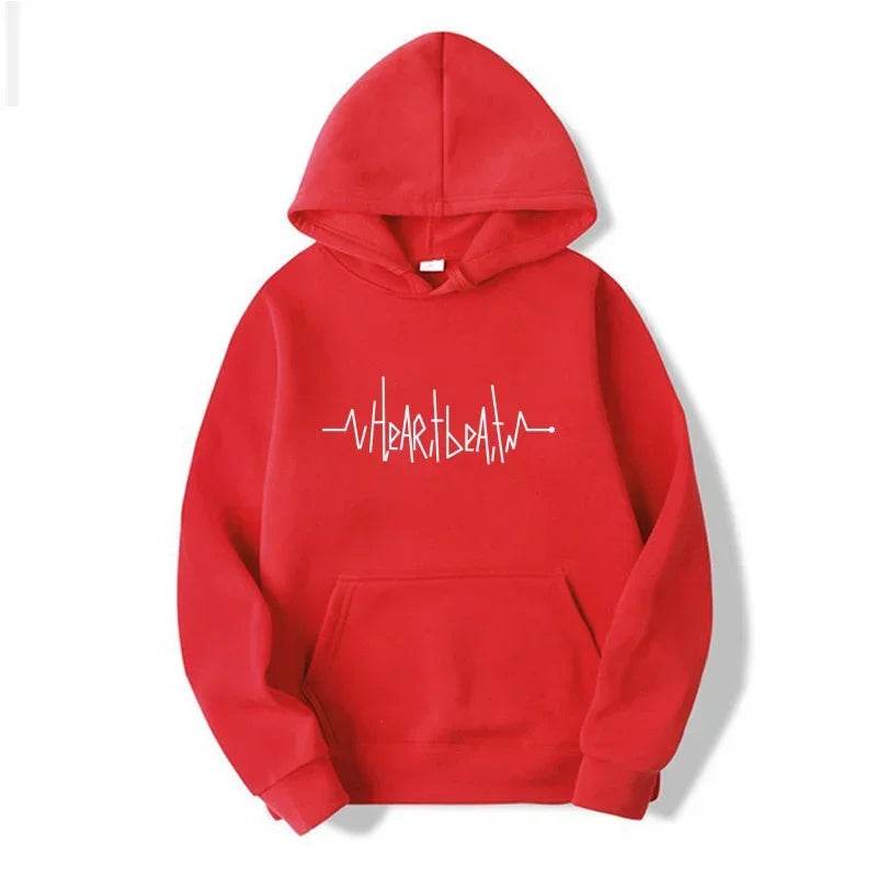 Men's Casual Fleece Hoodie - Heartbeat Line Printed Sportswear - Buy Center