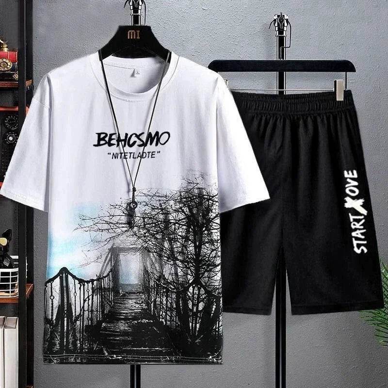 Men's Casual Summer Suit - Plus Size Round Neck Half Sleeve Top - Buy Center