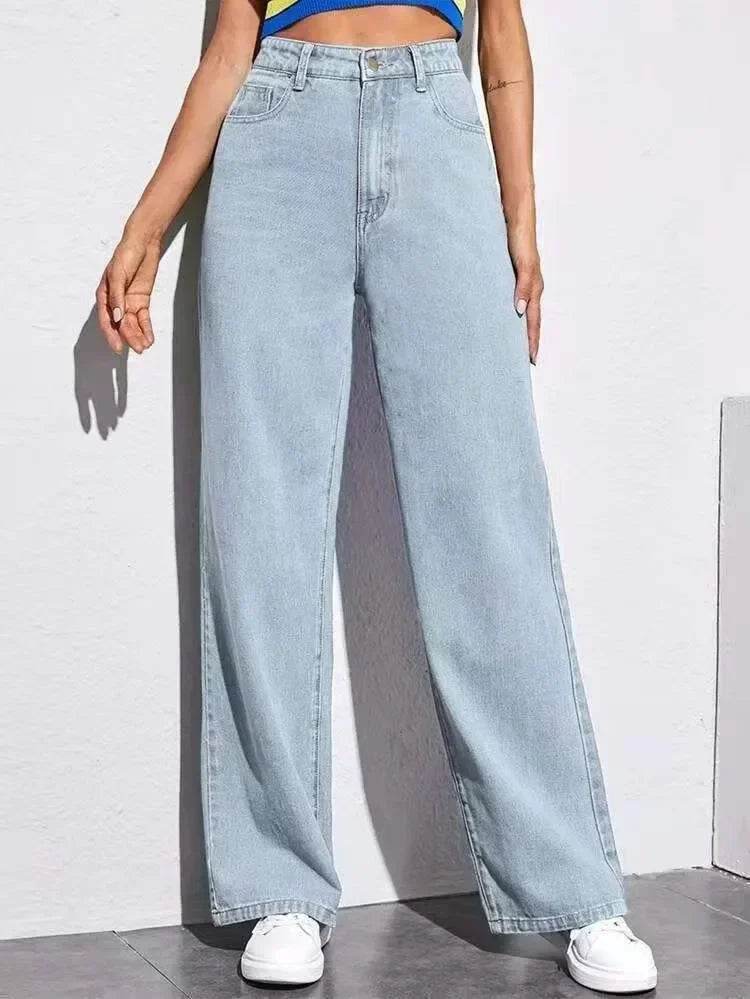 Bree ZEB High Waist Denim Jeans for Women - Casual Loose Fit Trousers - Buy Center
