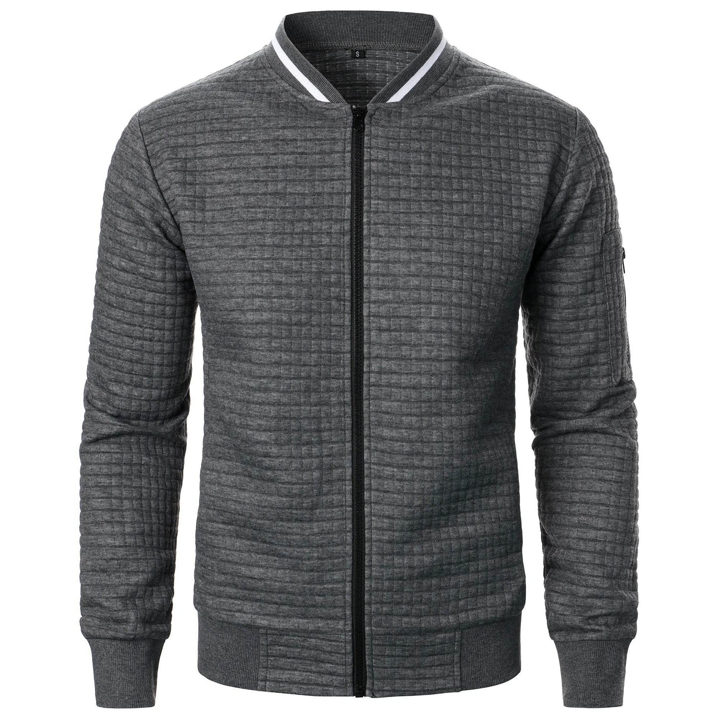 Men's Zipper Stand Collar Hoodie - Casual Plaid Cardigan Coat - Buy Center
