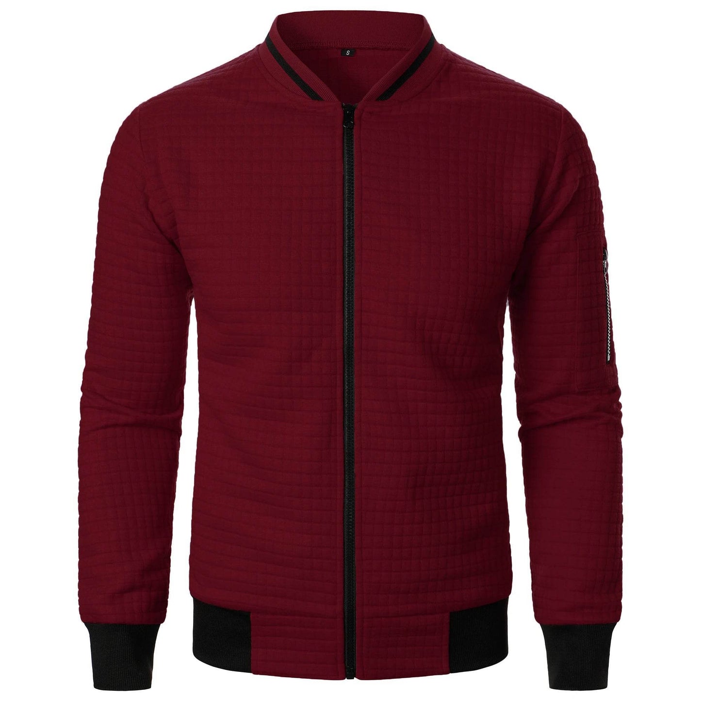 Men's Zipper Stand Collar Hoodie - Casual Plaid Cardigan Coat - Buy Center