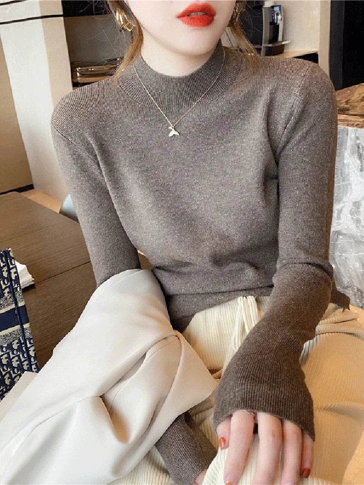 Women's Autumn Winter Turtleneck Sweater - Slim Fit Knitted Top - Buy Center