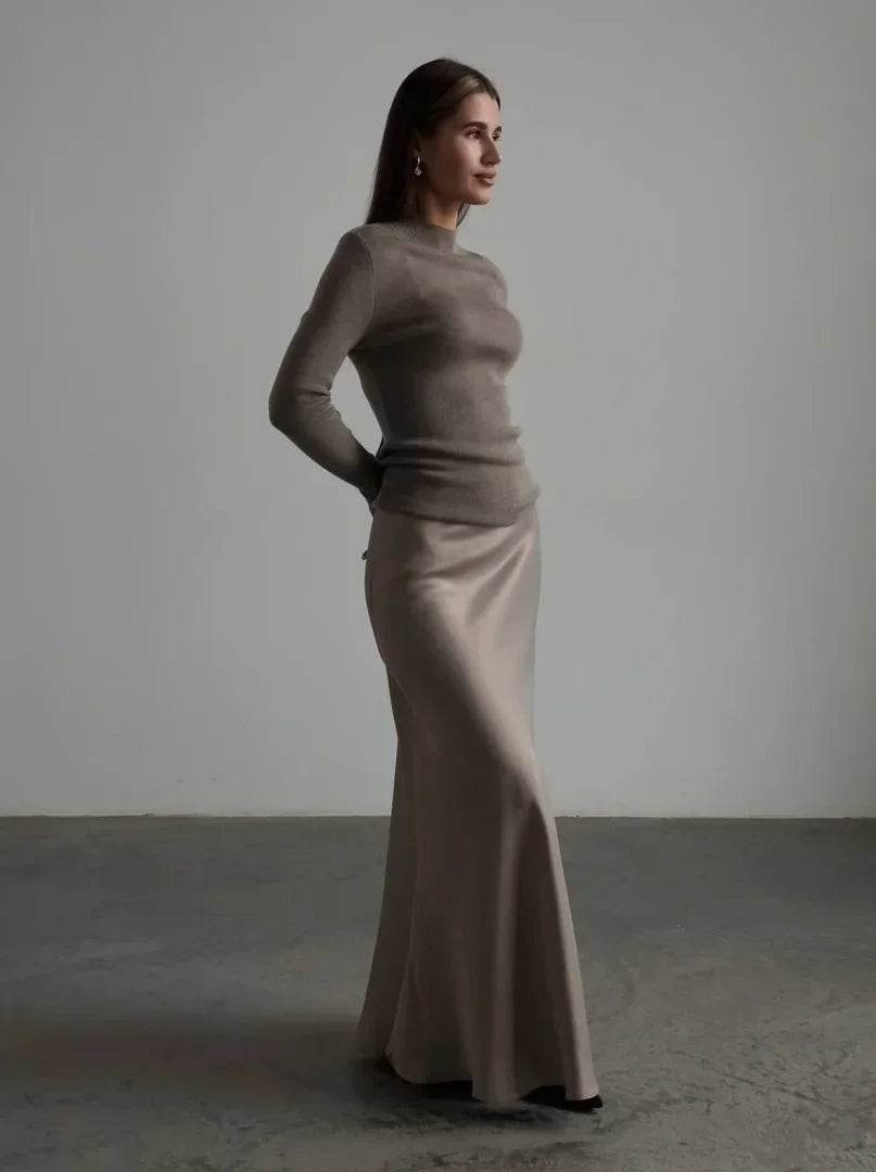 Bornladies Women's Casual Satin Maxi Skirt - High Waist Fishtail Style - Buy Center