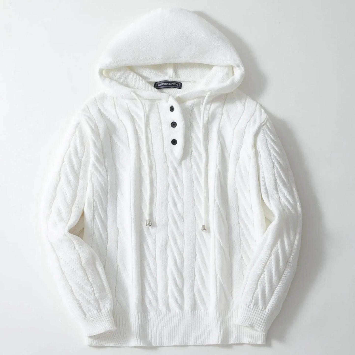 Men Sweatshirts Pullovers Sweaters Solid Casual Loose Splice Hooded Knitted Drawstring Regular Thick Warm Tops Autumn Winter - Buy Center