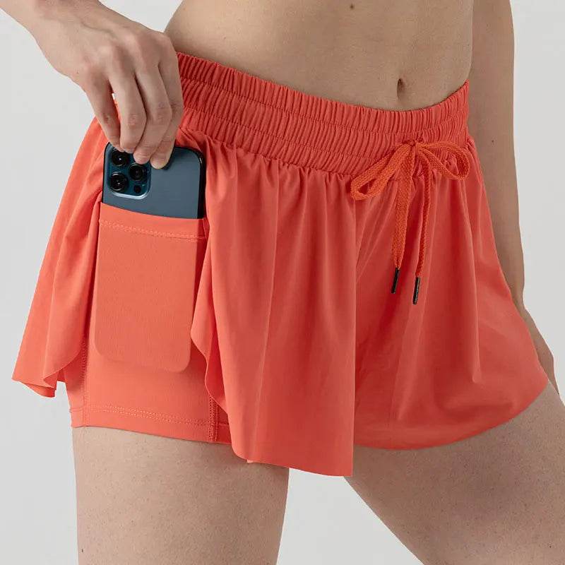 INLUMINE Women's 2-in-1 Flowing Sports Shorts - Butterfly Design - Buy Center